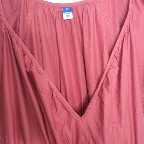 Old Navy Dress Size 2X Midi Prairie Boho Cottagecore V Neck Waist Defining - Picture 5 of 11